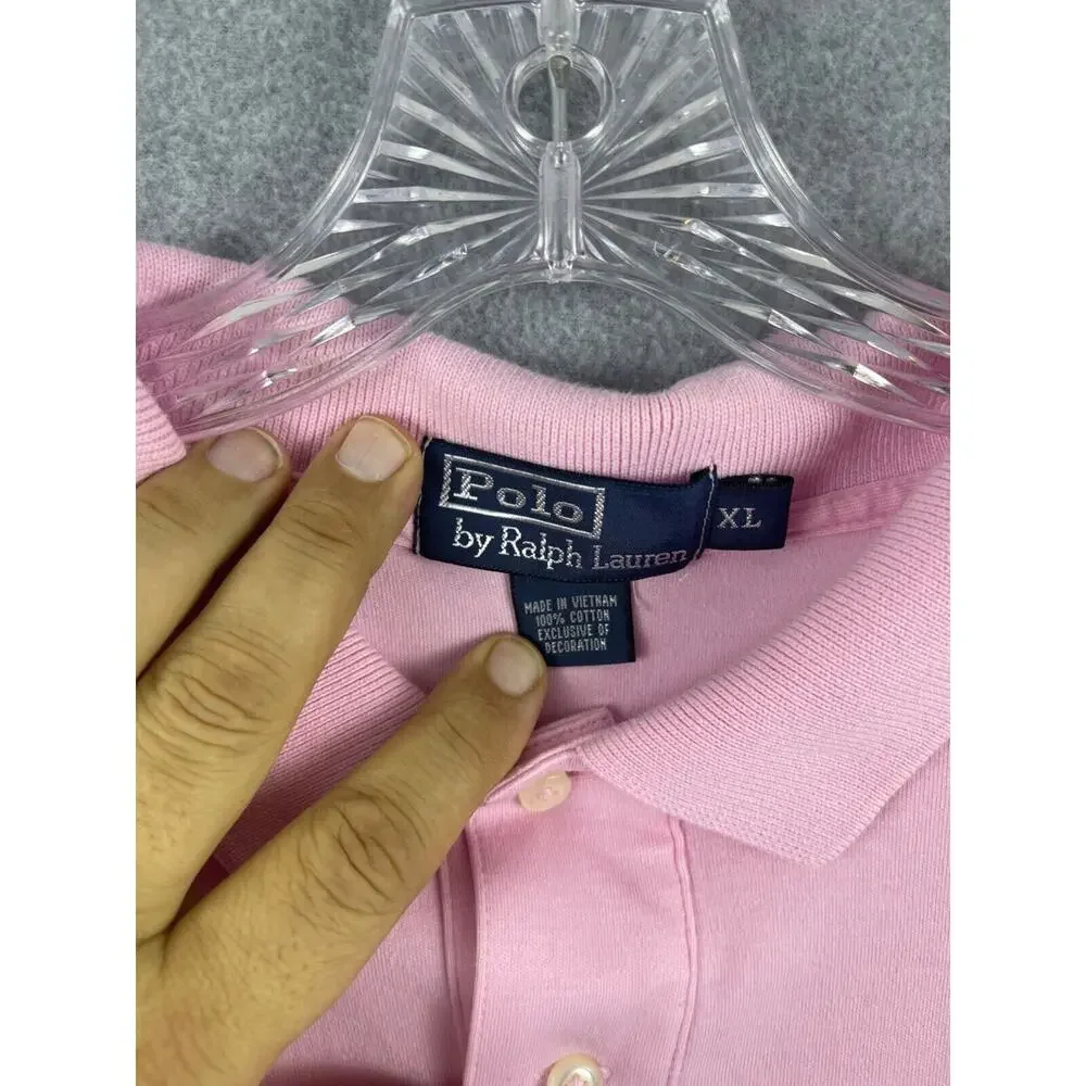 Ralph Lauren Polo Shirt Men's XL Pink Short Sleeve Classic Business Casual STAIN